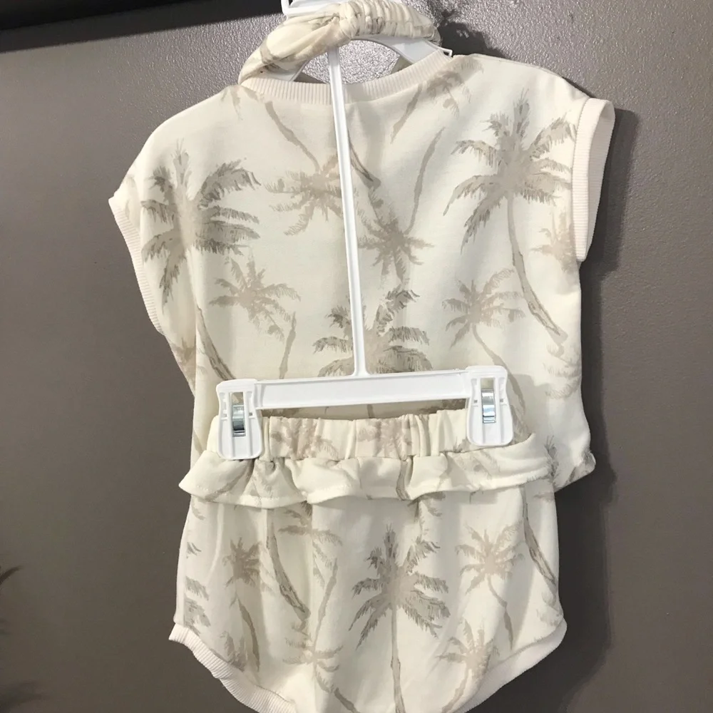 Jessica Simpson baby 24 months cream palms 3 piece outfit - Picture 3 of 13